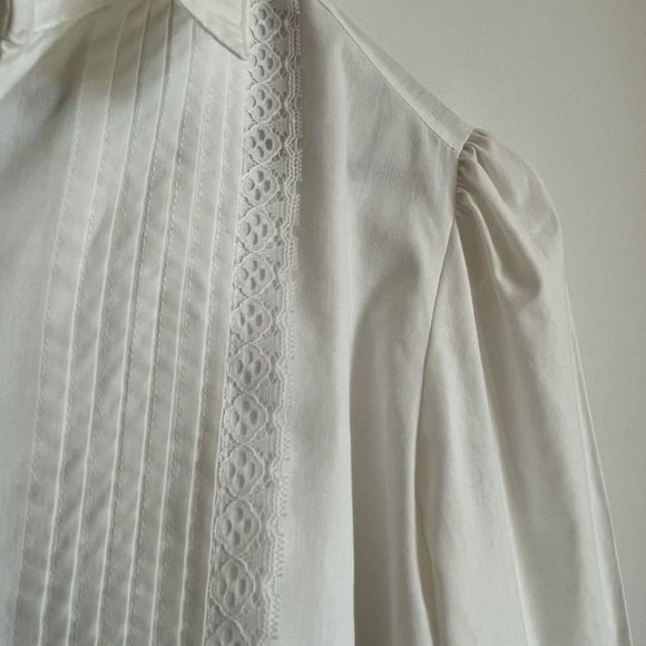 Vintage Fred Michael Women’s Blouse Button Up Shirt Lace Made In USA White M/L - Picture 4 of 12